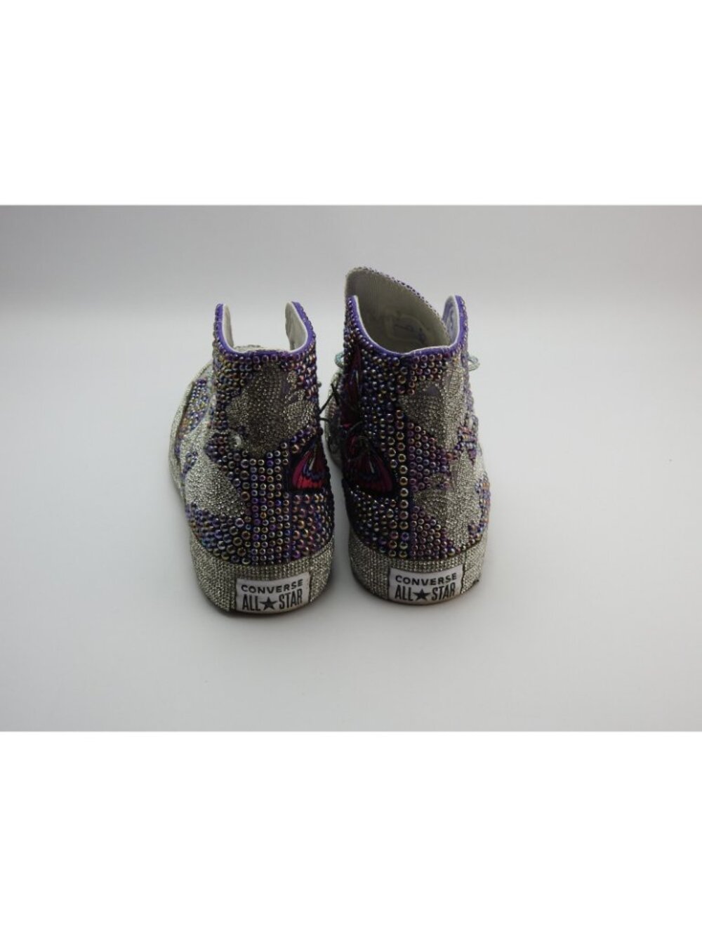 Converse All Star Custom Rhinestone Butterfly High Top Sneakers Purple Women's 9 - Picture 4 of 8